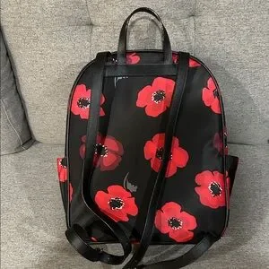 kate spade | Bags | Kate Spade Black And Red Poppy Backpack  display picture 2